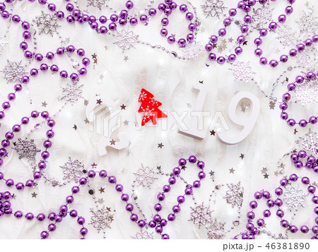 Christmas and New Year 2019 fir tree decorations Christmas and New Year 2019 fir tree decorations 46381890