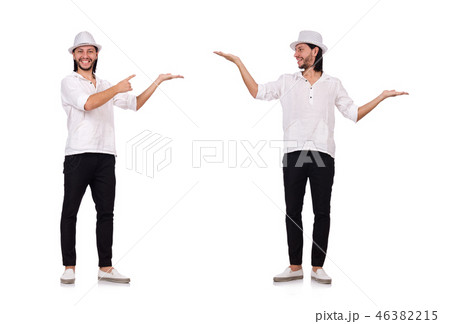 Young man in hat isolated on white 46382215