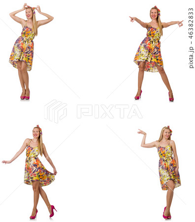 Collage of woman in fashion look isolated on white 46382833