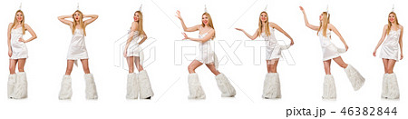 Blond hair woman in masquerade costume isolated on white Blond hair woman in masquerade costume isolated on white 46382844