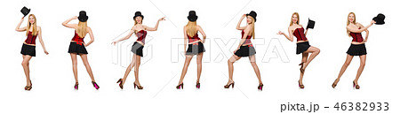 Woman magician isolated on white 46382933