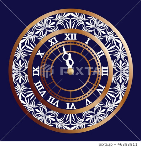 Happy new year. Clock face on dark blue background 46383811