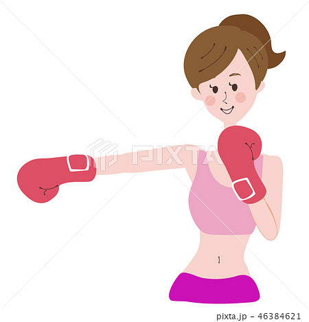 ボクシング ダイエット 女性 パンチのイラスト素材