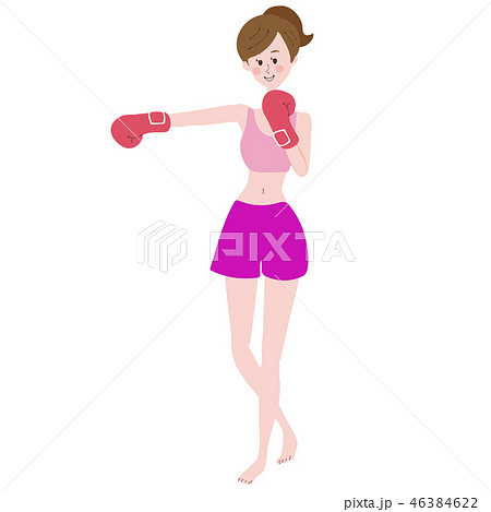 ボクシング ダイエット 女性 パンチのイラスト素材