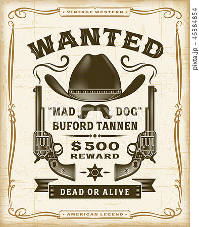 Vintage Western Wanted Label Graphics 46384854