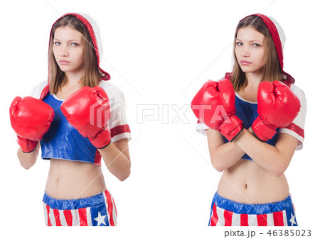 Young female boxer isolated on white Young female boxer isolated on white 46385023