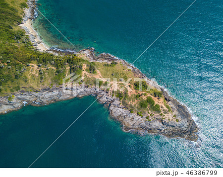 Aerial view of Promthep cape landmark of Phuket Aerial view of Promthep cape landmark of Phuket 46386799