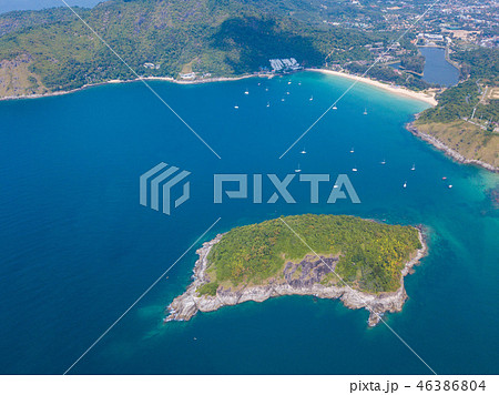 Aerial view of Promthep cape landmark of Phuket Aerial view of Promthep cape landmark of Phuket 46386804