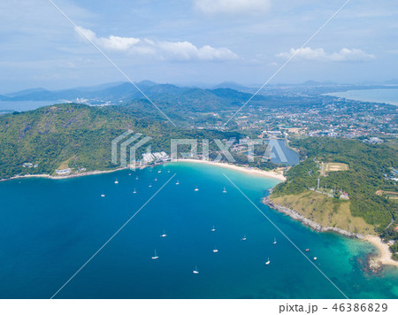 Aerial view of Promthep cape landmark of Phuket Aerial view of Promthep cape landmark of Phuket 46386829