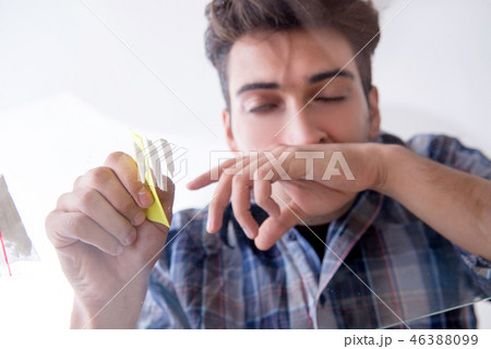 Drug addict sniffing cocaine narcotic 46388099