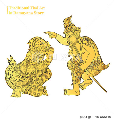 Traditional Thai Art in Ramayana Story, vector 46388840