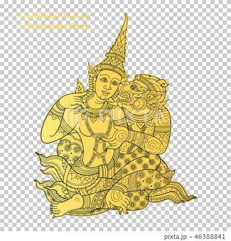 Traditional Thai Art in Ramayana Story, vector 46388841