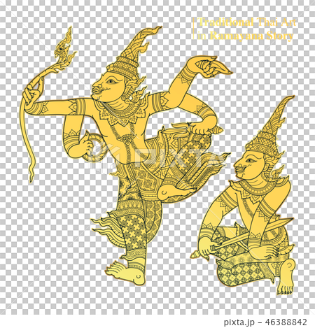 Traditional Thai Art in Ramayana Story, vector 46388842