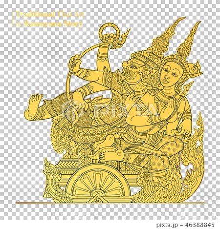 Traditional Thai Art in Ramayana Story, vector 46388845