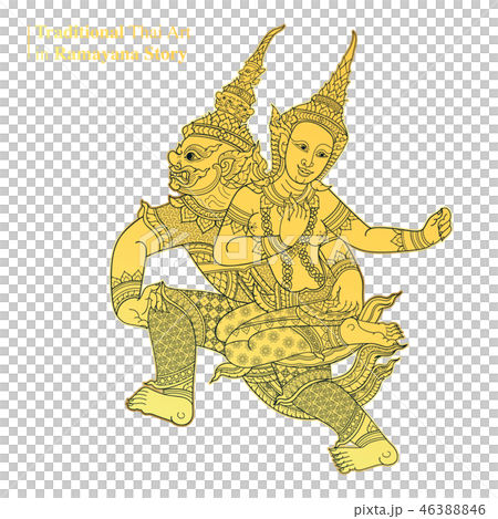 Traditional Thai Art in Ramayana Story, vector 46388846