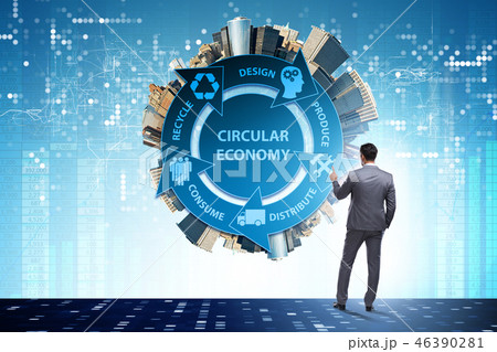 Concept of circular economy with businessman 46390281