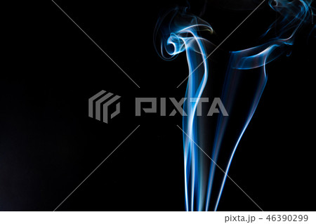 Blue smoke on black background, smoke abstract 46390299
