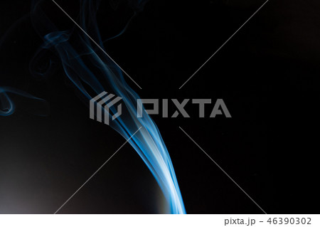 Blue smoke on black background, smoke abstract 46390302