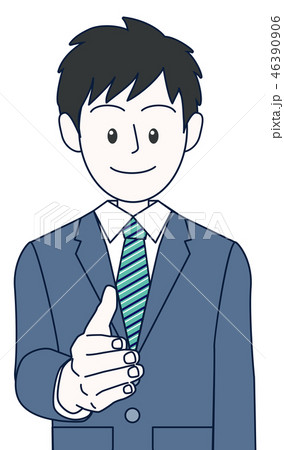 握手を求める若い男性ビジネスマン上半身のイラスト素材