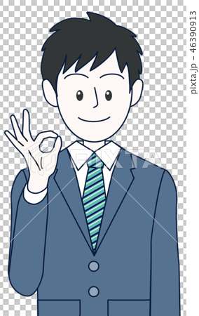 OKサインをする若い男性ビジネスマン上半身 46390913
