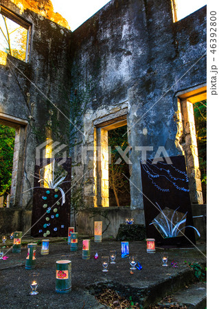 川棚片島竹灯籠まつり　夕景　魚雷発射試験場跡　【長崎県東彼杵郡】 46392800