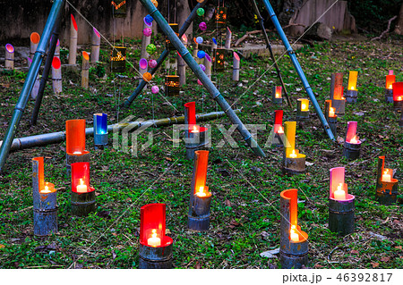 川棚片島竹灯籠まつり　夕景　魚雷発射試験場跡　【長崎県東彼杵郡】 46392817