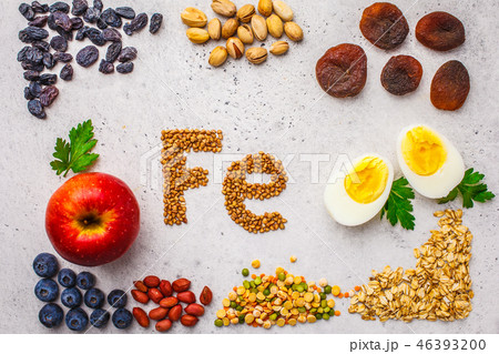 Healthy product sources of iron. Top view 46393200