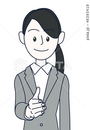 握手を求める若い女性ビジネスマン上半身のイラスト素材