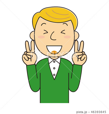 Wピースをする外国人男性 46393645