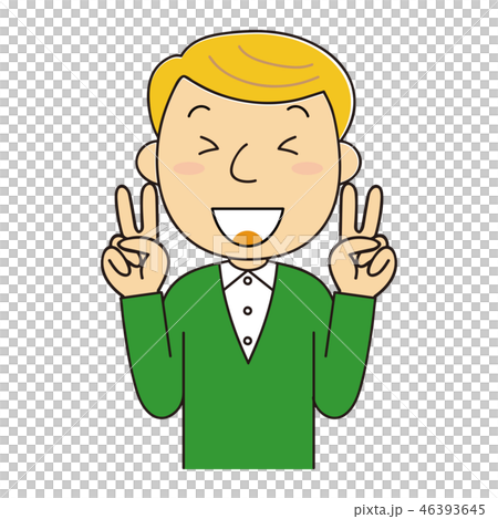 Wピースをする外国人男性 46393645