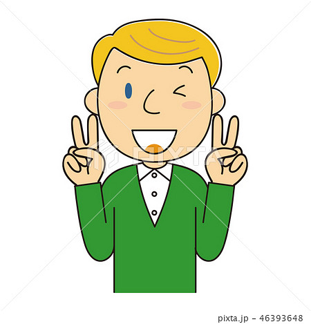 Wピースをする外国人男性 46393648