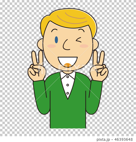 Wピースをする外国人男性 46393648