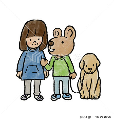 不思議な関係 人と動物風の人と動物とのイラスト素材