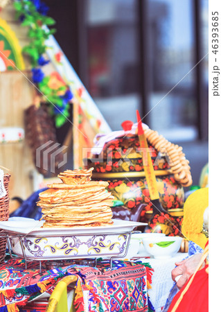 Pancakes table fair on the holiday of Maslenitsa 46393685