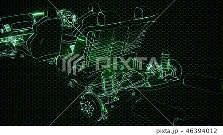 Holographic animation of 3D wireframe car  46394012