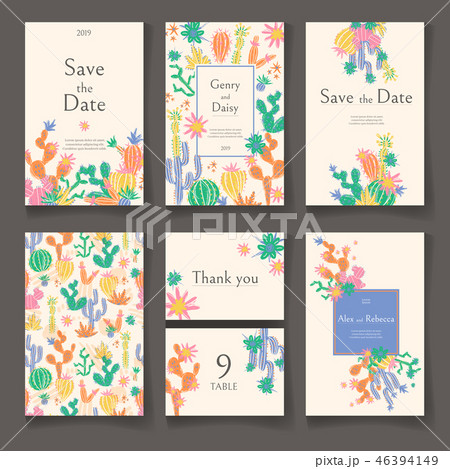 Ready wedding card design template. Beautiful desert blooming su 46394149