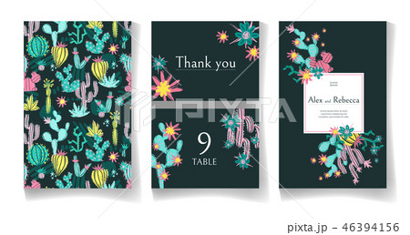 Ready wedding card design template. Beautiful desert blooming su 46394156