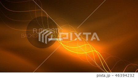 Abstract shiny glowinng color wave design element on dark background - science or technology concept Abstract shiny glowinng color wave design element on dark background - science or technology concept 46394232
