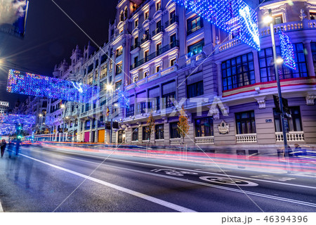Gran Via of Madrid illuminated at Christmas Gran Via of Madrid illuminated at Christmas 46394396