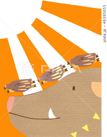 貼り絵いのしし 46395055