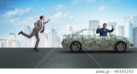 Businessman in the business concept with dollar car 46395293