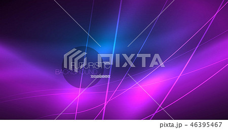 Neon glowing magic background, neon banner, night sky wallpaper. Magic light effect. Christmas 46395467