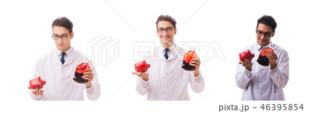 Doctor in blood donation concept isolated on white 46395854