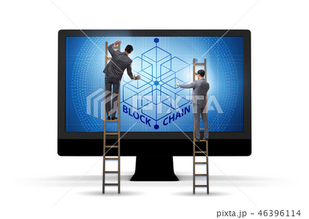 Young businessman in innovative blockchain concept 46396114