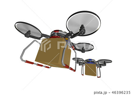 ドローン配達イメージ(編隊飛行・透過素材バージョン) 46396235