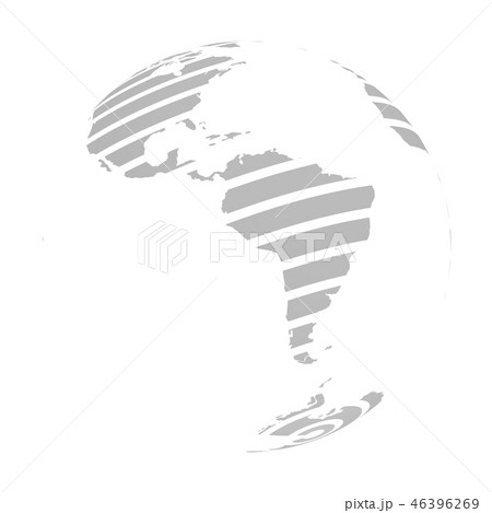 Earth globe with grey striped World land map focused on South America. 3D vector illustration 46396269
