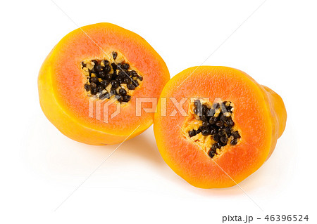 half of ripe papaya isolated on a white background 46396524