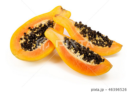 half of ripe papaya isolated on a white background 46396526