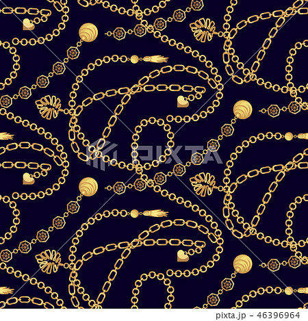 Chain gold pendants necklace pattern fashion vector design. Chain gold pendants necklace pattern fashion vector design. 46396964