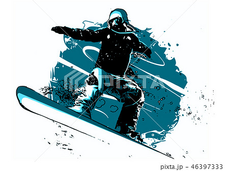 Silhouette Of A Snowboarder Jumping Isolated のイラスト素材